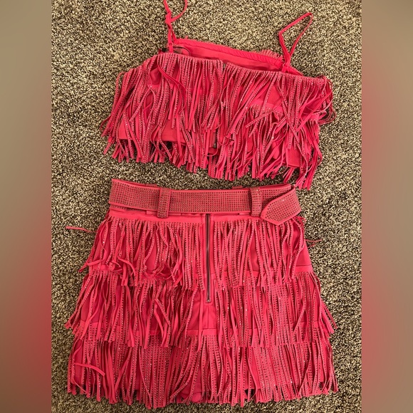 COPY - NYLON Apparel pink fringe skirt and top set NWT - Picture 2 of 5
